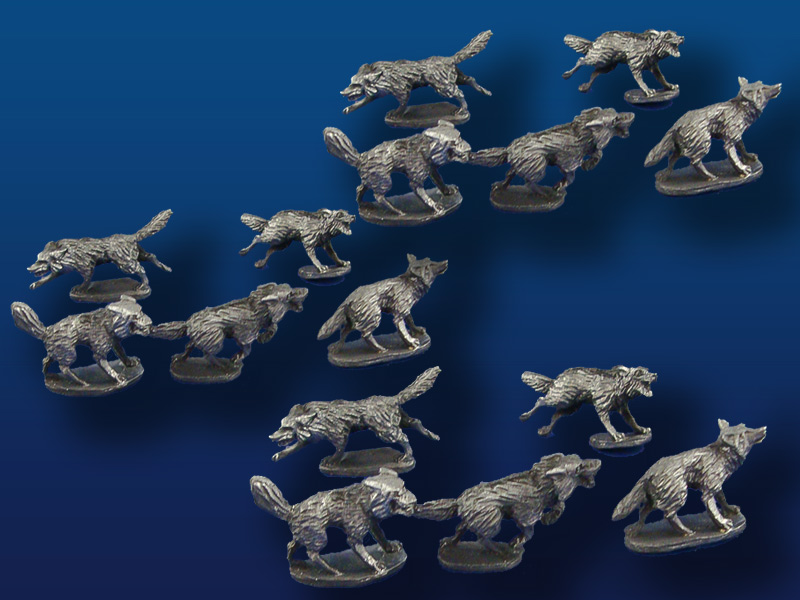 28mm Gray Wolf Pack (15 pieces, 5 styles)