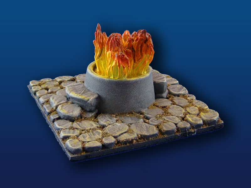 4x4” Rough Stone Tile w/ Large Sacrificial Fire Pit