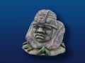 Olmec Head Carving on Rock - Hand-Painted