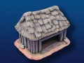 Vietnamese Barn w/ Thatched Roof & Plank Walls