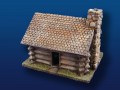 Cabin w/ Stone Chimney & Shingle Roof